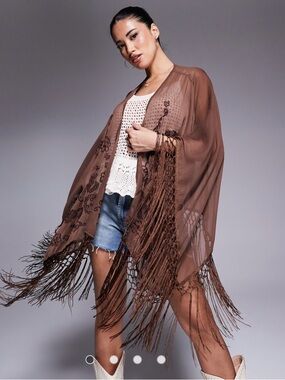 ASOS Fringe Embroidered Kimono